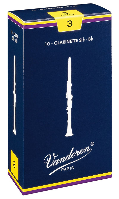 Фото Vandoren CR103  трости для кларнета Bb , традиционные (синяя пачка), №3, (упаковка 10 шт. )