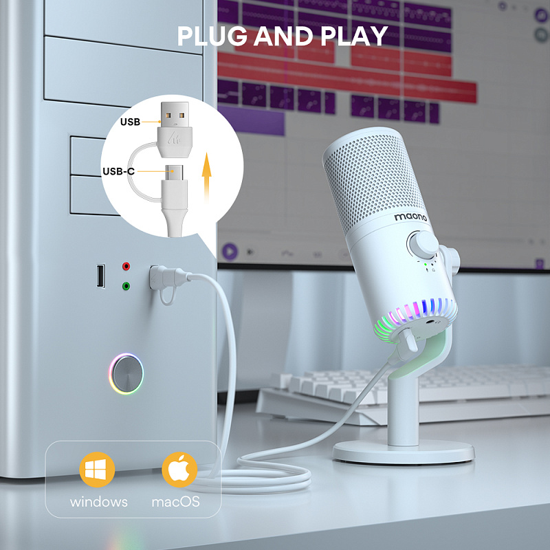 Фото Микрофон Maono DM30 (white)