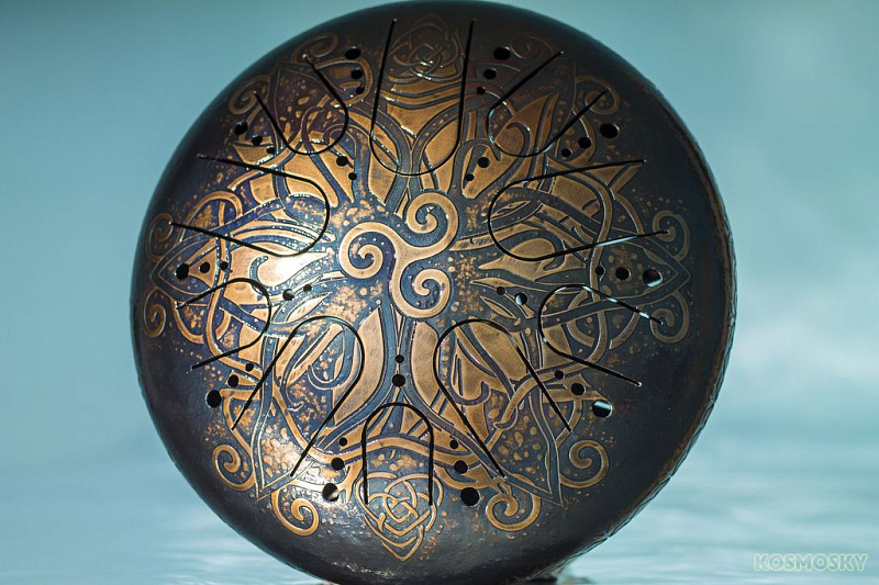 Фото KSY.30.C.e.1-2x Глюкофон 30см, полукруглые лепестки, двусторонний, гравировка "Триксель", Kosmosky