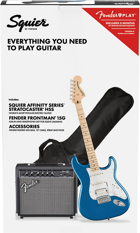 Фото Электрогитара в комплекте FENDER SQUIER Affinity 2021 Stratocaster HSS Pack MN Lake Placid Blue