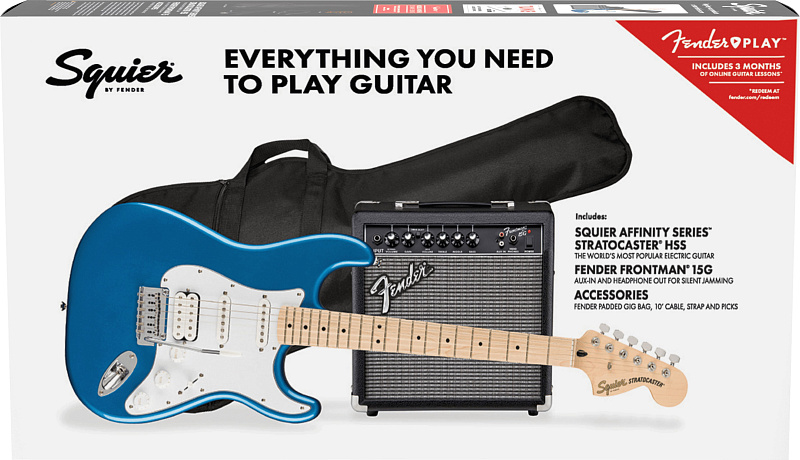 Фото Электрогитара в комплекте FENDER SQUIER Affinity 2021 Stratocaster HSS Pack MN Lake Placid Blue