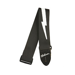 GIBSON ASGSBL-10 LIGHTNING BOLT STYLE 2 SAFETY STRAP - JET BLACK ремень для гитары, черный