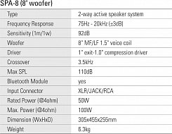 Leem SPA-8 Акустическая система активная, MP3, SD, USB, BT, 50Вт